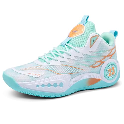 CJSPORX Women Men Basketball Shoes Non Slip Breathable Outdoor Fashion Unisex Sneakers Green-2 Size...
