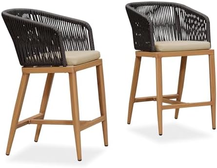 Amazon.com : PURPLE LEAF Sunbrella Counter Height Outdoor Bar Stool Set ...