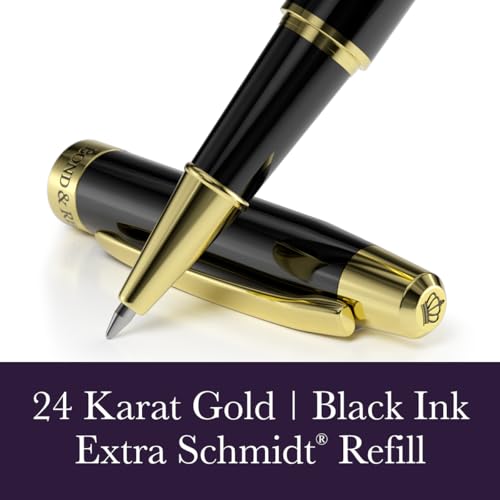 Bond & Regent Gloss Black & 24 Karat Gold | Certified Luxury Grade Rollerball Pen | Nice Gift for Men & Women - Image 4