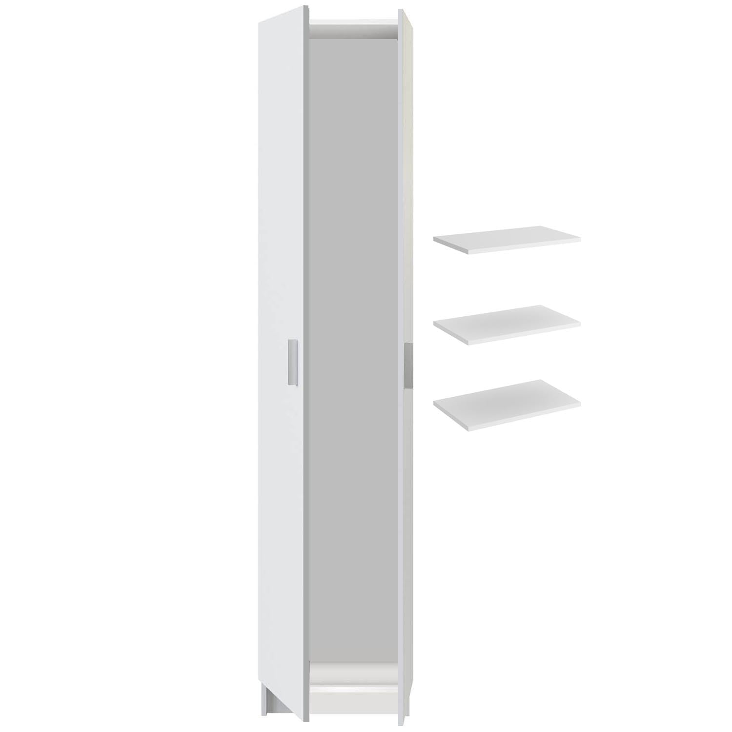 HABITMOBEL Armario Despensero escobero Auxiliar de Madera de 1 Puerta Blanco