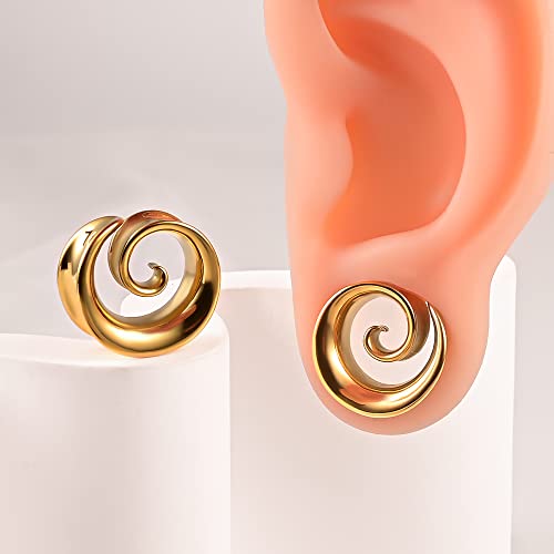 Maxbott 2Pcs Fashion Round Spiral Saddle Plugs Hangers For Stretched Lobe Ear Tunnels Gauges Plugs Piercing Body Jewelry thumb #5
