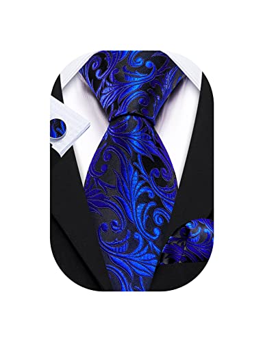Image of Barry.Wang Paisley Tie Fashion Set Hanky Cufflinks Neckties for Men Woven Silk