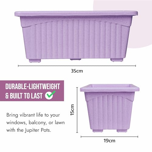 Image of Kuber Industries Pack of 4 Flower Pot | Flower Planters for Home-Lawns & Gardening | Flower Pot for Living Room-Office | Window Planters | Flower Pots for Balcony | Marble Jupitar | Purple