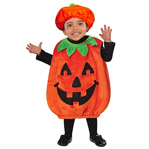 BigOtters Halloween Pumpkin Costume Set, Infant Toddler Halloween Cosplay Cutie Plush Costume Party Favor with Baby Hat, Orange