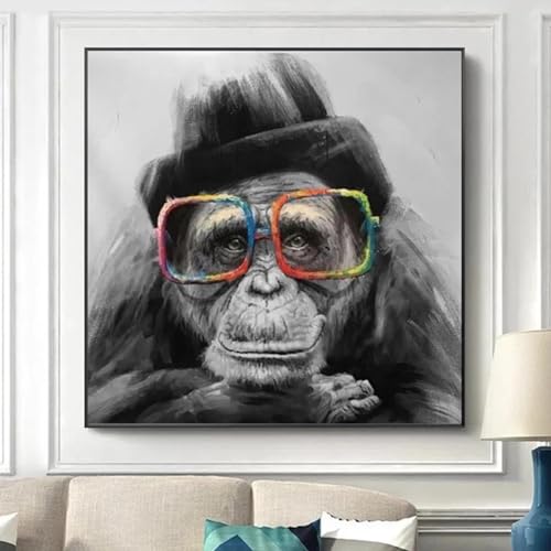 Toile singe noir graffiti 45x45 cm - Art mural pour chambre enfant