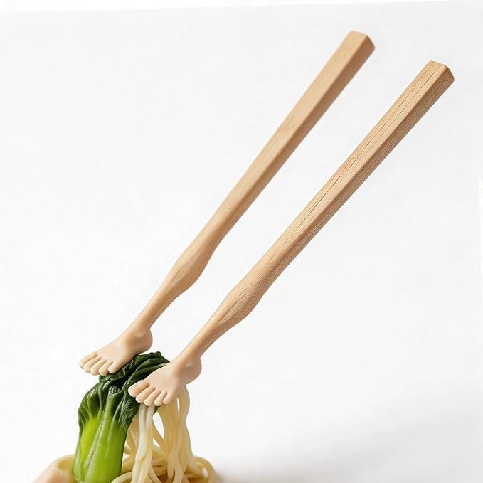 Foot Chopsticks with Straw, Toe-Shaped Chopstick, 2-in-1 Funny Foot Chopsticks, Creative Gag Gift Cutlery for Noodles, Novelty Gift for Gag, Easy-to-Use Chop Sticks (6)