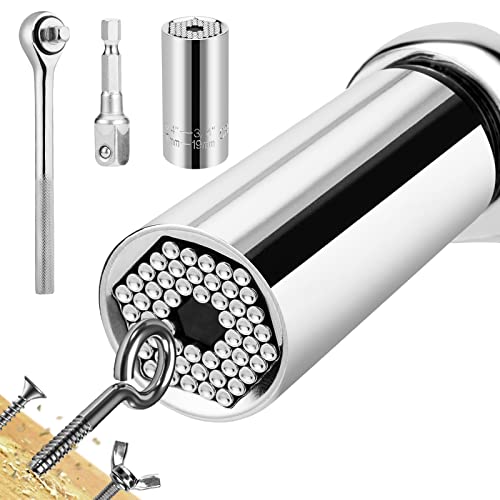 Universal Socket,V VONTOX Universal Socket Wrench Set (7-19mm) Multi-Functional Ratchet Wrench Power Drill Adapter 3Pc Set Universal Repair Tools, CR-V, Fits All Shapes