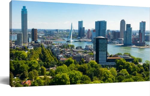 EJOUYJU Canvas Painting Wall Art View from drone Rotterdam...