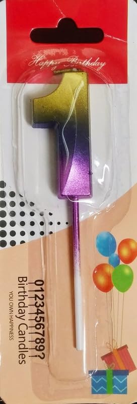 Image of Number Candles 3 inch for Birthday Parties, Wedding, Engagement, Valentines Day Celebration, Theme Party, Bridal Shower,Bachelors Decoration Multicolor (Numerical No 1)