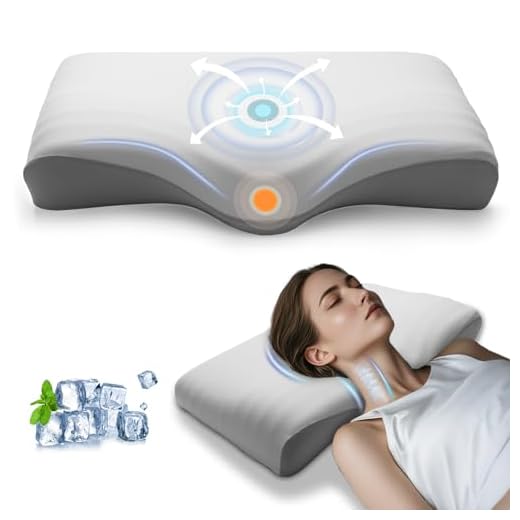 CloudNook Cuscino Cervicale Ortopedico in Memory Foam – Cuscino Ergonomico per Dolore al Collo e Spalle – Fodera in Seta Rinfrescante Anti-Rughe – Per Dormire su Fianco, Schiena o Pancia – Grigio