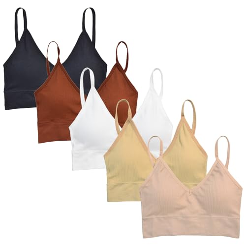 Girl's Adjustable Straps Seamless Cami Bra with Padding,Lined Training Bra for Girls