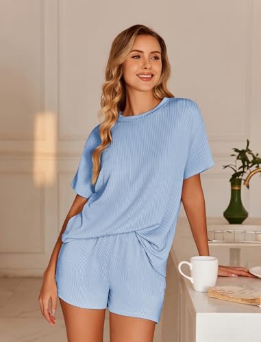 Image of Ekouaer 2 Piece Sets for Women Matching Lounge Sets Summer Outfits