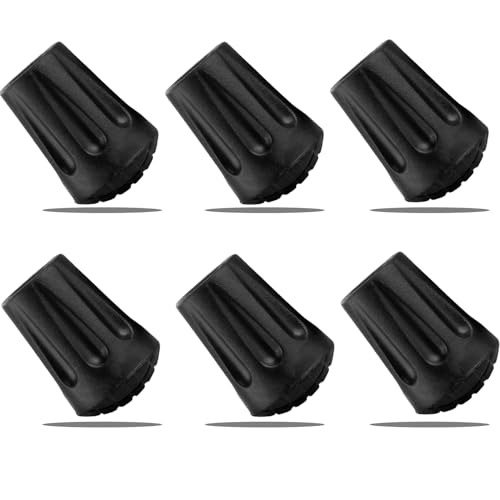 6Pcs Trekking Poles Tips Hiking Accessories - Cane Tips for Walking Sticks Rubber Tips for Hiking Sticks Replacement Rubber Walking Accessories Tips Fit Most Trekking & Hiking Poles by Inscool
