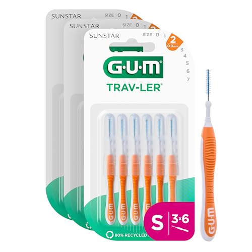 GUM TRAV-LER brossettes interdentaires | nettoyage en profondeur entre les dents | manche pliable | élimination de la plaque dentaire | 0.9mm, ISO 2 | Taille...