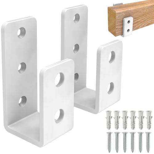 2x4 Door Barricade Brackets, Grade U-Shaped Security Brackets for Wood, Sheds, Gates & Basement Doors (2x4 Lumber Lock) 3mm White