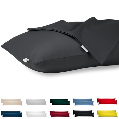 Seitenschläferkissen Bezug 40 x 145 Baumwolle Premium Satin 2er Set...