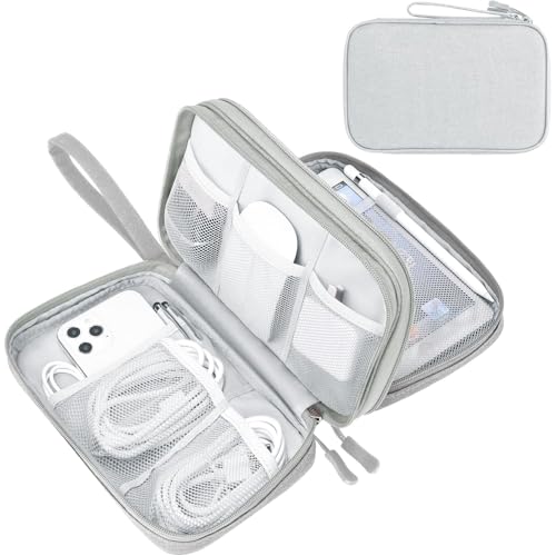 Image of FYY Electronic Organizer, Large Travel Cable Organizer Bag Pouch Electronic Accessories Carry Case Portable Waterproof Double Layers All-in-One Storage Bag for Cable, Cord, Charger, Phone, Grey
