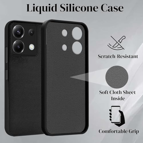 Image of Jkobi Back Case Cover for Poco X6 5G (Textured Grip Design | Micro-Fiber Cloth Inside | Slim and Light Weight | Soft Touch and Feel | Black)