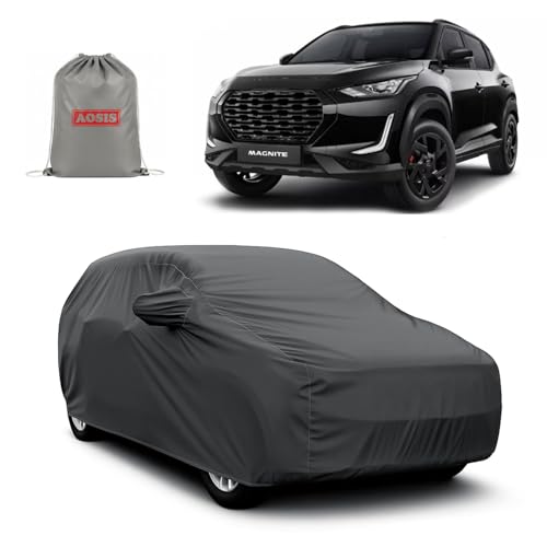 Image of AOSIS 'Waterproof' Car Cover Compatible with Nissan Magnite /Magnite Kuro Special Edition 300 GSM Uly Coated Thick Fabric 4X4, Adjustable Belt Buckle, Elastic Grip
