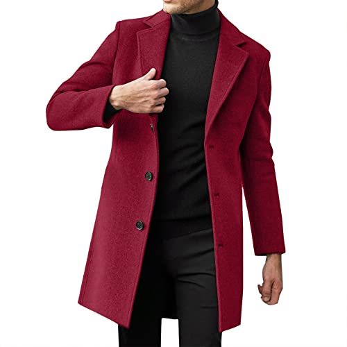 Chaquetas de hombre baratos cuello solapa manga larga acolchada chaqueta de cuero espesar abrigo chaqueta de piel de oveja a cuadros hombres, Vino, XXL
