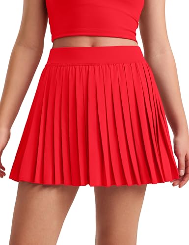 CRZ YOGA Falda Plisada para niñas con Pantalones Cortos Athletic Kids Skorts Rojo Profundo M