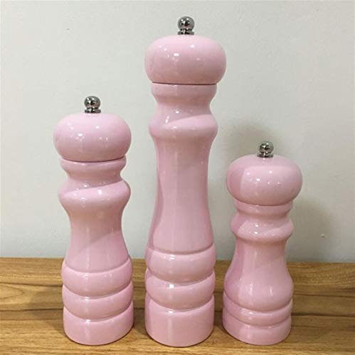 Moulin à poivre de poivre manuel, bois en caoutchouc, pulvérisation couleur rose (Color : 5 inch Pink)