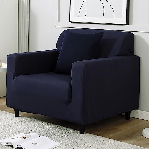 Image of HOKIPO 140 GSM Sofa Cover 5 Seater Elastic Stretchable Sofa Slipcover Protector, Space Blue (AR-4277-E6*2 + AR-4279-E6)