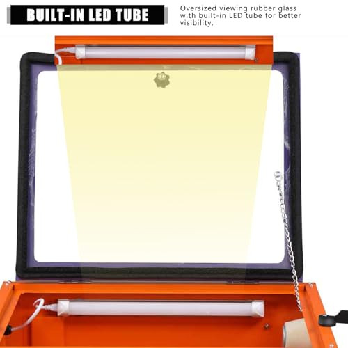 Image of 25 Gallon Air Sandblasting Cabinet | 40-80 PSI, Heavy Duty Steel, Spray Gun & 4 Nozzle, Bench Top Cabinet, For Rust Removal, Stain, Paint