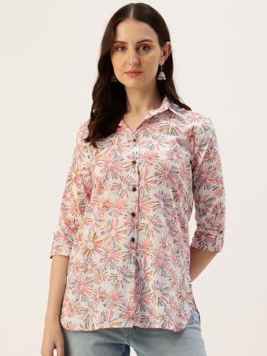 Image of feranoid Classic Collared Cotton Shirt with 3 /4 Sleeve for a Timeless Casual Look