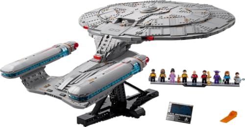 LEGO Icons Star Trek: U.S.S. Enterprise NCC-1701-D - Kit di Modellismo da Esposizione per Adulti - 2 Shuttlepod, Funzione di Separazione e 9 Minifigure incl. Jean-Luc Picard - Regalo per Fan - 10356
