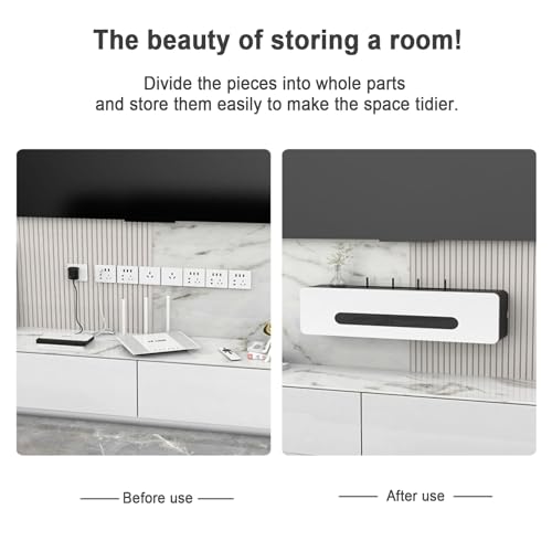 Étagère murale pour routeur WiFi sans fil, boîte de rangement en bois massif, rangement élégant pour routeurs et câbles, design peu encombrant pour la maison et le bureau