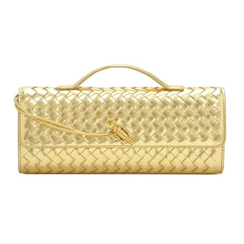 Image of Handmade Woven Evening Bag for Women Casual Clutch Purse Leather Shoulder Handbag Fashion Crossbody Bag