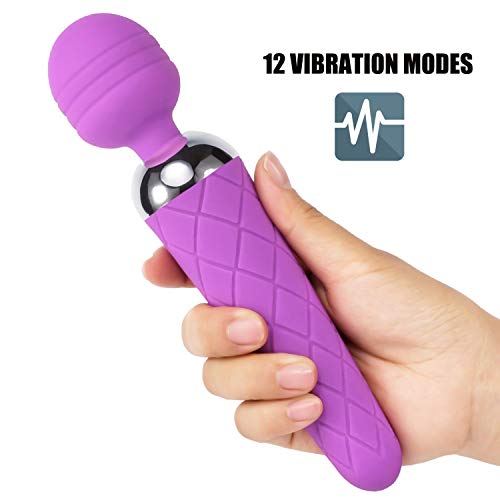 Cordless Wand Massager Handheld, FEELSO Electric Rechargeable Waterproof Massager with 12 Powerful Modes