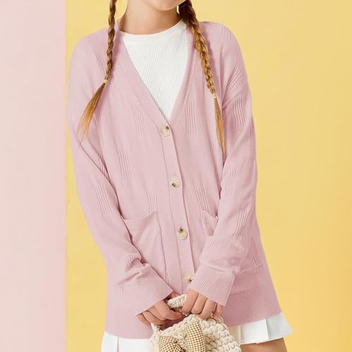 Girls' Spring and Autumn Cardigan, Soft Knit, Button Pocket, Versatile Outerwear2