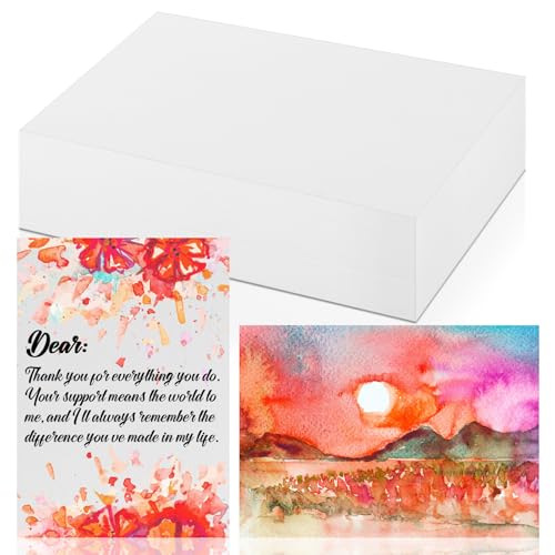 CXIIPOL 100 Sheets Watercolor Cards 5x7 Inch, 140 lb/300 GSM 100? Pure Cotton Watercolor Paper Cards for Creative Painting, Greeting Card, Thank You Notes, Gift Card, Wedding Invitations