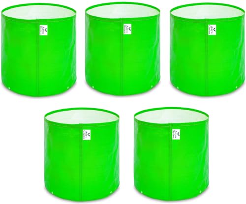 Image of Grow Bag UV Protected 260 GSM | HDPE Grow Bags for Plants | Heavy Duty Green Garden Plant Grow Bag with Drainage Holes | Reusable Vegetable Grow Bag for Terrace Gardening (5, 9X12 INCH)