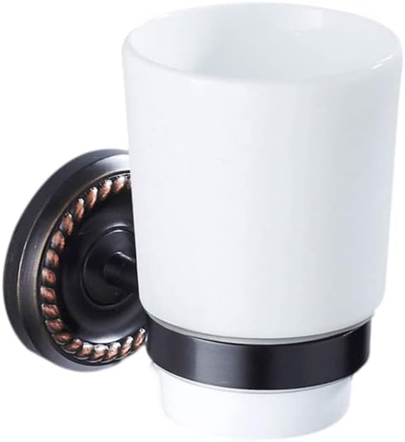 Elegant Single Toothbrush Tumbler Holder Wall-Mounted Cup Rack Copper Brush Cup Holder Bath Hanger
