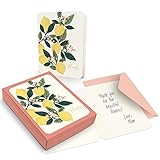 Studio Oh! Artisan Note Cards Set, 8 Blank Cards and Envelopes, 4.25' × 5.5', 260 GSM Textured Art Paper Weight, Greeting Card with Artwork for Birthday, Thank You Notes, Wedding, Lemon Tree