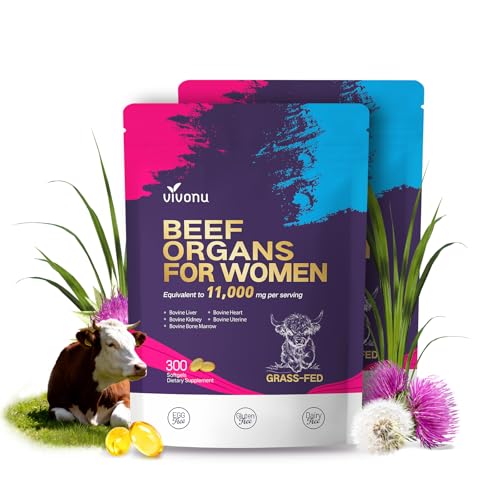 Image of VivoNu Beef Organ Supplement for Women, 400 Day Supply, 11000mg per Serving Beef Organs with Bovine Liver, Ovary, Uterus, Kidney, Heart, Bone & More, 100% Grass Fed, Balance Hormones, Energy