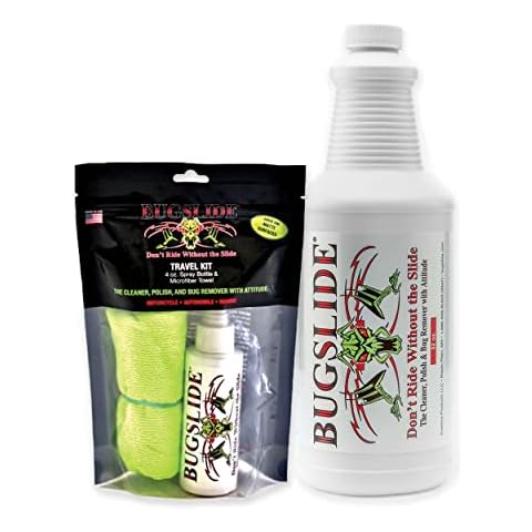 BugSlide Mini Pack - 4 Oz Travel Kit with Microfiber Towel and 32 oz Refill Bottle - All Surface Cleaning and Detailing Solution for Vehicle Interior and Exterior Use – Car, Truck, Motorcycle, RV Cover