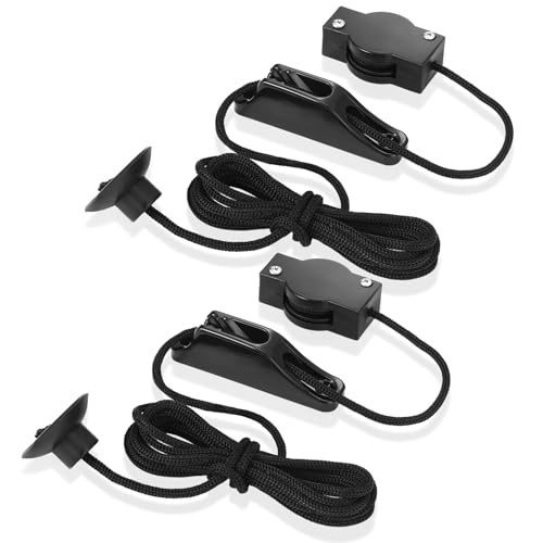 LaRandom 2 Pcs Black Downrigger Weight Retriever Cable Guide Clip & 105-inch Cord Rope Small Weight Retriever with Snap Button for Trolling Deep-sea Fishing