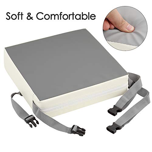 Toddler Booster Seat for Dining Table, PU Washable 2 Belt Attach to Booster Chair for Toddlers Eating, Kids Child Baby Portable Booster Seat for Kitchen Restaurant Table