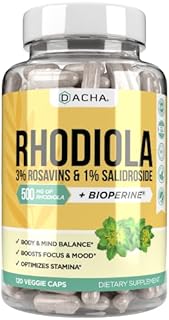 Natural Rhodiola Rosea Supplement – 120 CAPS 500mg, 3% Rosavins 1% Salidroside, Full 4-Month Supply, Bioperine Enhanced Absorbtion, Mood, Focus, and Brain Booster, Clarity & Stress Support