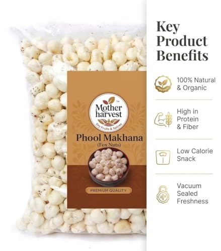 Image of Mother harvest Prasadam Makhana Fox Nuts | No Added Artificial Flavours | No Added Preservatives | Phool Makhana 1KG (GW) | FREE MULTANI MITTI