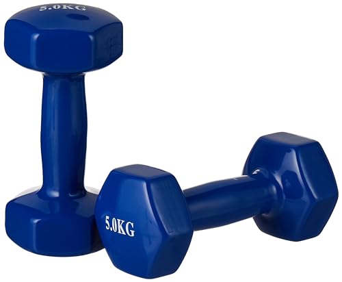 LIVEUP Vinyl Dumbbell Classical Head 5Kg*2 Blue Ls2001 @Fs