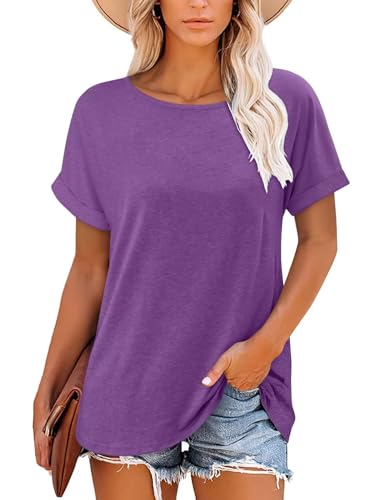 KISSMODA Summer Short Sleeve T Shirt Loose Fit Casual Dressy Women Top 2025 Trendy Ladies Fashion Blouses(S-3XL)