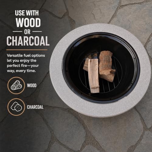 Image of Round Wood Burning fire Pit Outdoor Fireplace for Patio-23 Gray