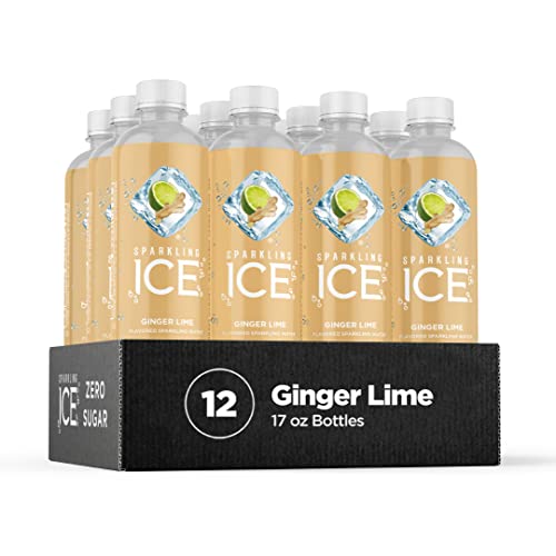 Sparkling Ice, Ginger Lime Sparkling Water, Zero Sugar Flavored Water, with Vitamins and Antioxidants, Low Calorie Beverage, 17 fl oz Bottles (Pack of 12)