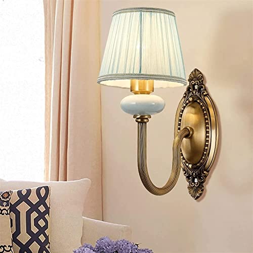 Elegantes luces montadas en la pared con diseño moderno y sofisticada pantalla de tela azul 2
