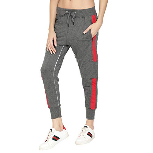 Image of UZARUS Women's Cotton Slim Fit Joggers Track Pants with 2 Zippered Pockets